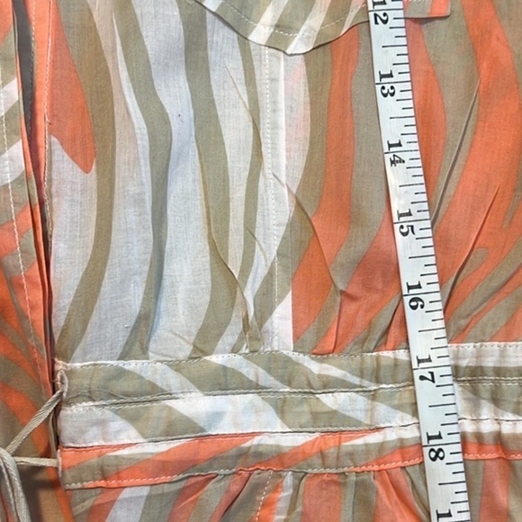 Diane von Furstenberg (DVF),Soleil Coral Wave Print,Cotton Romper,Size Large - Picture 11 of 12